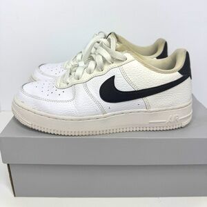Nike Air Force 1 GS, Size 5Y, White and Black Sneakers